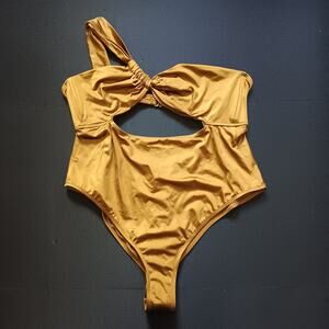 Good American Women's Brown Bronze Bali One Piece Cut Out‎ Swimsuit 2XL (5) NWT